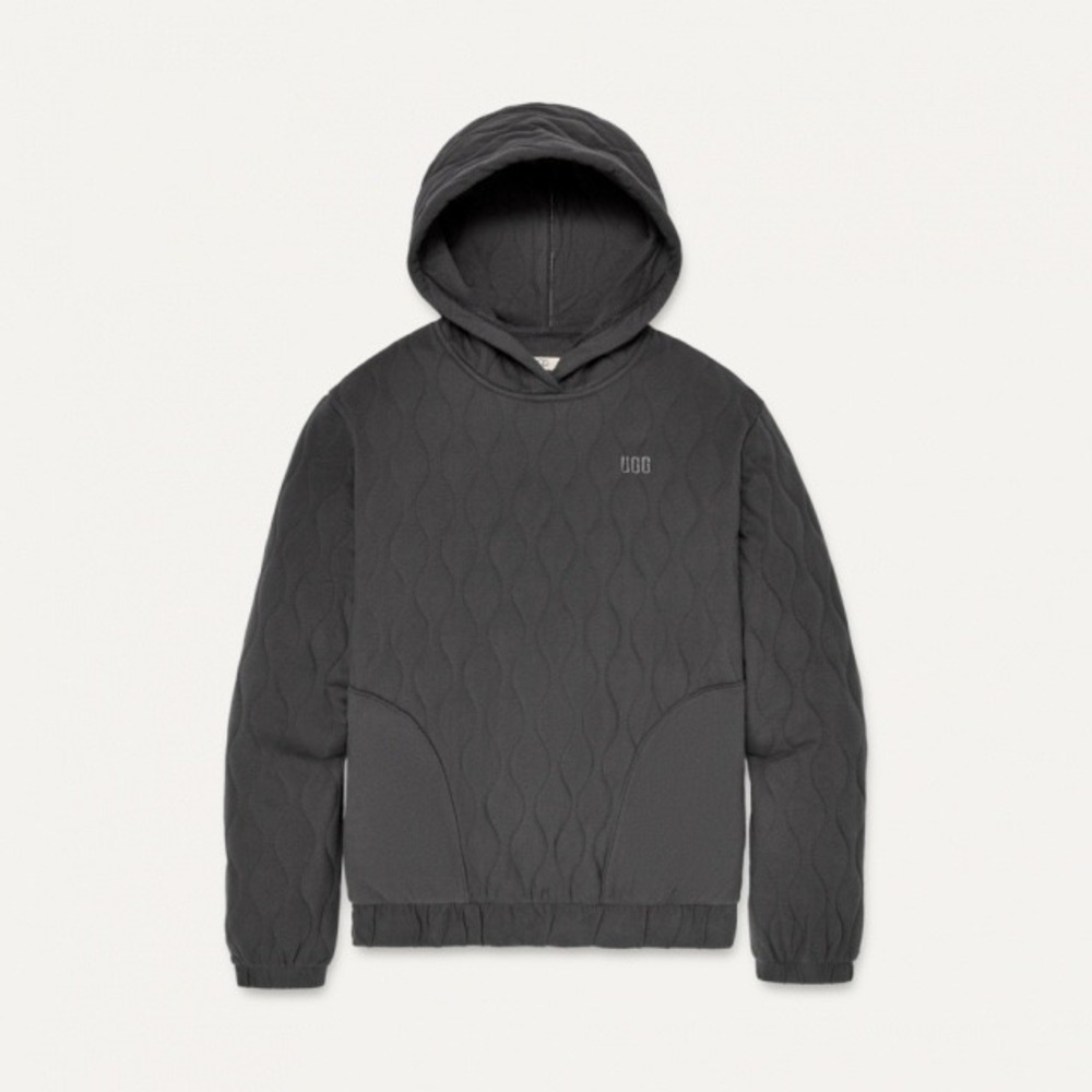 UGG Chason Quilted Hoodie Mens XL Dark Grey Charcoal Cotton Pullover Sweatshirt